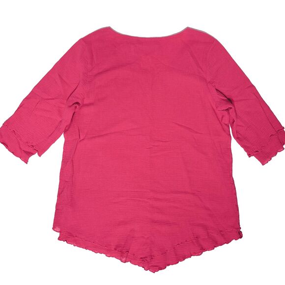 Soft Surroundings Layered Oversized Crinkle Blouse Pink Raspberry Women's Size S - Picture 2 of 9